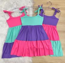 Vestido Infantil menina três maria Multicolorido