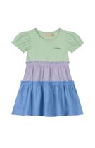 Vestido Infantil Menina Três Marias Rodado Verde Lilás e Azul Cotton Light Carinhoso 98151