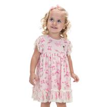 Vestido Infantil Menina Tule Rosa Lacinho Trick Nick Tam1ao3