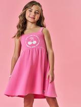 Vestido Infantil Menina Tutti-Frutti Com Laço Costas Rosa Mundo Cinti