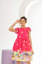 Vestido Infantil Menina Unicórnio e Fadas Vermelho Bonekinhas Vestido Infantil Menina Unicórnio e Fadas Vermelho Bonekinhas