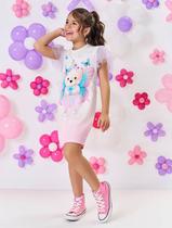 Vestido Infantil Menina Ursinho Borboleta Rosa Mundo Cinti Vestido Infantil Menina Ursinho Borboleta Rosa Mundo Cinti