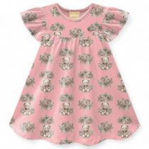 Vestido Infantil Menina Ursinhos Manga Curta Milon