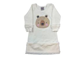 Vestido Infantil Menina Urso Fofo Off White