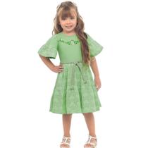 Vestido Infantil Menina Verão Em Malha Lazie Verde Tam 4 a 14 - Angerô