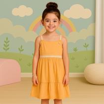 Vestido Infantil Menina Verão Meia Malha Estampado Confortavel Moderno Brandili 26602