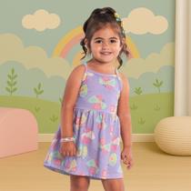 Vestido Infantil Menina Verão Meia Malha Estampado Confortavel Moderno Brandili 80184
