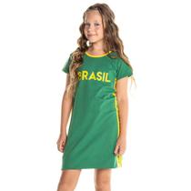 Vestido Infantil Menina Verde Brasil Copa do Mundo Seleção 2022 - SBA