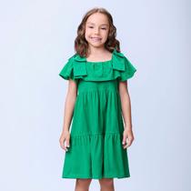 Vestido Infantil Menina Verde com Babados Momi