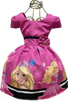 Vestido Infantil meninas Barbie rosa aniversário temático