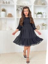 Vestido Infantil Meninas Manga Longa Chiffon Delicado