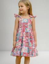Vestido Infantil Meninas Temático Do Filme Smurfs Estampado Vestido Infantil Meninas Temático Do Filme Smurfs Estampado