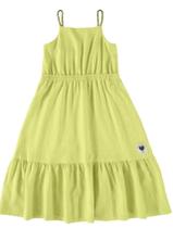 Vestido Infantil Midi Alça Fina Em Viscolinho Malwee Kids Verde 12