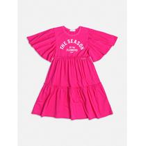 Vestido Infantil Midi Com Lettering Strass Rosa Momi