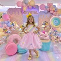 Vestido Infantil Mini Miss Temático Circo Candy Festa Menina Luxo Elegância Vestido Infantil Mini Miss Temático Circo Candy Festa Menina Luxo Elegância