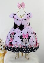 Vestido Infantil Minnie Rosa Festa Temática E Tiara