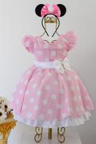 Vestido Infantil Minnie Rosa Poa Festa Temática E Tiara Vestido Infantil Minnie Rosa Poa Festa Temática E Tiara
