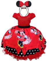 Vestido Infantil Minnie Vermelha e Minnie Rosa - Piu Bella