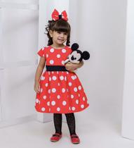 Vestido Infantil Minnie Vermelha + Laço