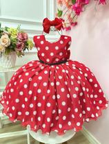 Vestido Infantil Minnie Vermelho Bolinhas Brancas Festas Luxo