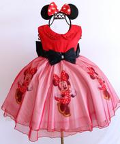 Vestido Infantil Minnie Vermelho Festa Temática E Tiara Vestido Infantil Minnie Vermelho Festa Temática E Tiara