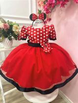 Vestido Infantil Minnie Vermelho para Festas e Aniversários