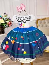 Vestido Infantil Mirabel Encanto Com Cinto Pérolas Princesas super luxo festa RODLXMIR