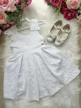 Vestido infantil Miss Sweet Juli Branco Batizado - Tam 1 e 2