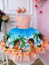 Vestido Infantil Moana Baby Pêssego Luxo Festa