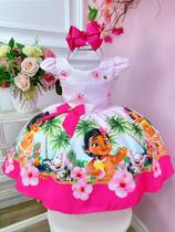 Vestido Infantil Moana Baby Rosa Broche Luxo Festas
