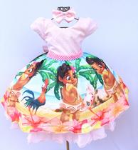 Vestido Infantil Moana Baby Rosa Festa Temática E Tiara Vestido Infantil Moana Baby Rosa Festa Temática E Tiara