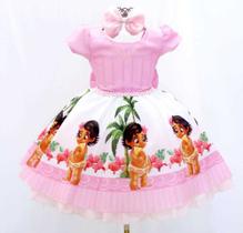 Vestido Infantil Moana Baby Rosa + Tiara