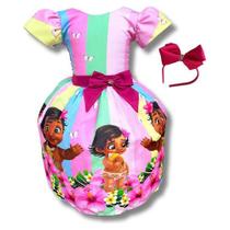 Vestido Infantil Moana Baby Super Luxo Aniversário C/ Tiara