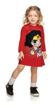 Vestido Infantil Moletinho Inverno 1 Ao 8 Mulher Maravilha