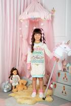 Vestido Infantil Moletom Unicórnio Menina e Boneca