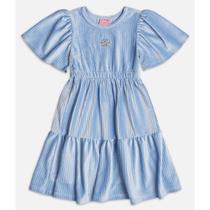 Vestido Infantil MOMI em Veludo e Plush cor Azul