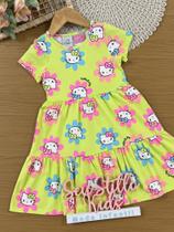 Vestido Infantil Momi Verão Florzinha Hello Kitty Verde