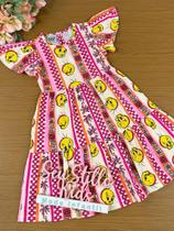 Vestido Infantil Momi Verão Manga Curta Piu Piu