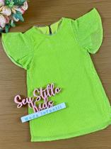Vestido Infantil Momi Verão Manga Curta Verde Neon