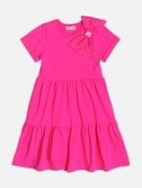 Vestido Infantil Momi Verão Rosa com Laço Strass