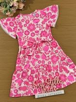 Vestido Infantil Momi Verão Rosa Floral Vestido Infantil Momi Verão Rosa Floral