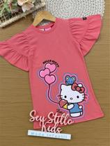 Vestido Infantil Momi Verão Vermelho Hello Kitty com Strass