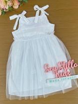 Vestido Infantil Mon Sucre Verão Branco Ano Novo Glitter