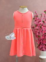 Vestido Infantil Mon Sucre Verão Salmão Neon