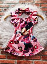 Vestido Infantil My Baby Minnie Rosa +Laço de Cabelo