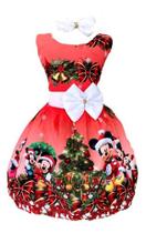 Vestido Infantil Natal Ratinha Mouse Vermelho Noel