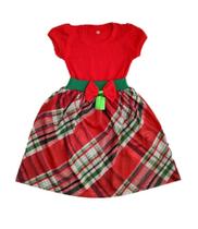 Vestido Infantil Natal Xadrez Malha - Roupa Menina