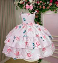 Vestido Infantil Off Florido Rosa Karine - Estampa Floral Colorida e Elegante Vestido Infantil Off Florido Rosa Karine - Estampa Floral Colorida e Elegante