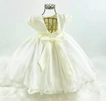 Vestido Infantil Off White Com Pérolas - Nelu 2952.* Vestido Infantil Off White Com Pérolas - Nelu 2952.*