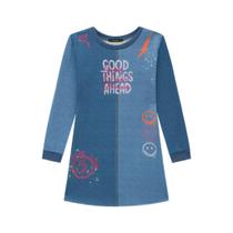 Vestido Infantil Over em Moletom Pelúcia Azul Lilimoon 63527 Vestido Infantil Over em Moletom Pelúcia Azul Lilimoon 63527